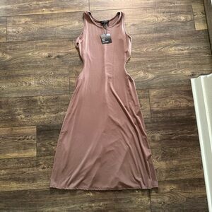 See You Monday | Dresses | Nwt See You Monday Brown Sleeveless Midi Dress  With Cut Out Sides Size Xl | Poshmark